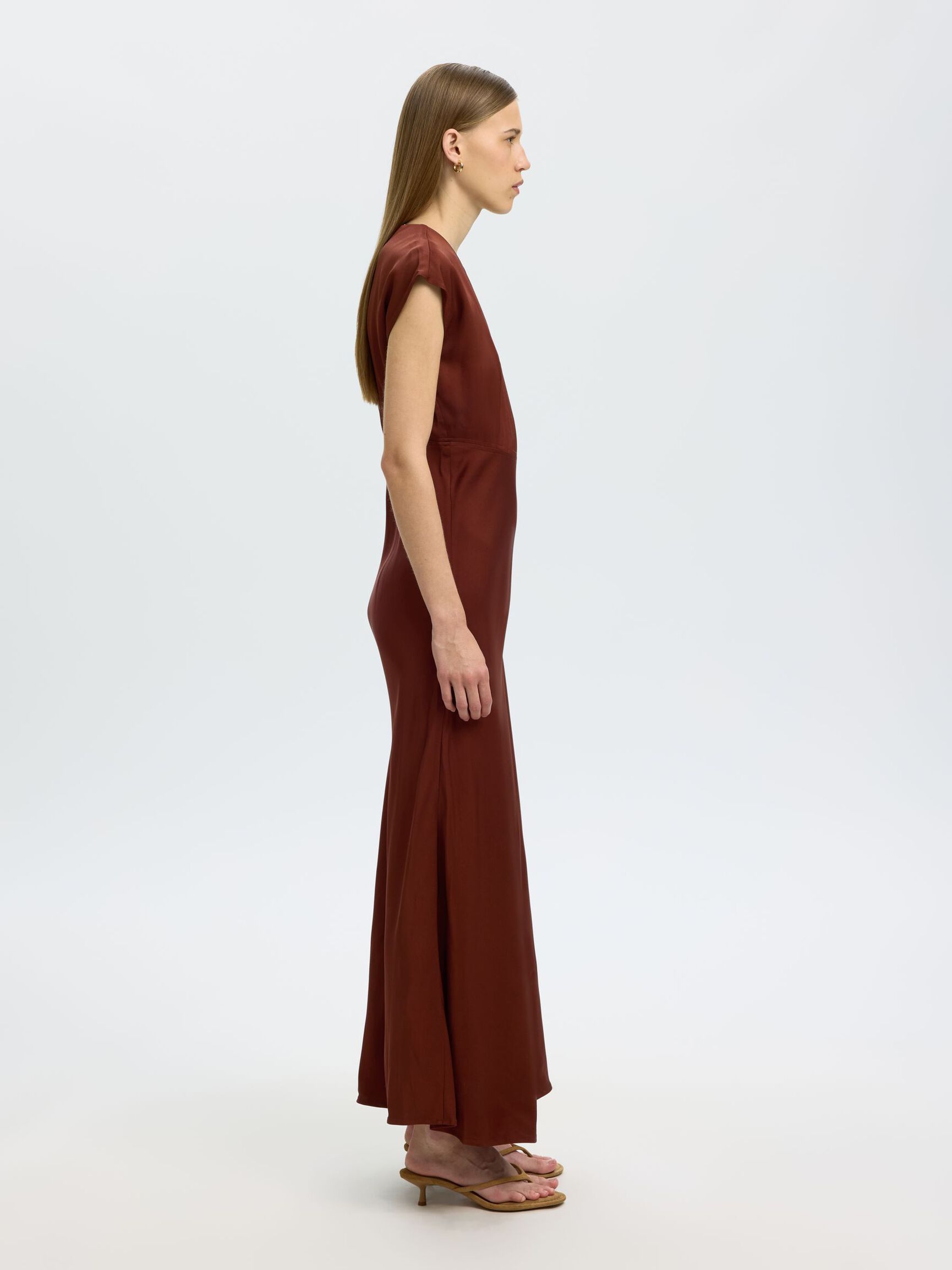VISCOSE MAXI JURK, Cherry Mahogany, highres