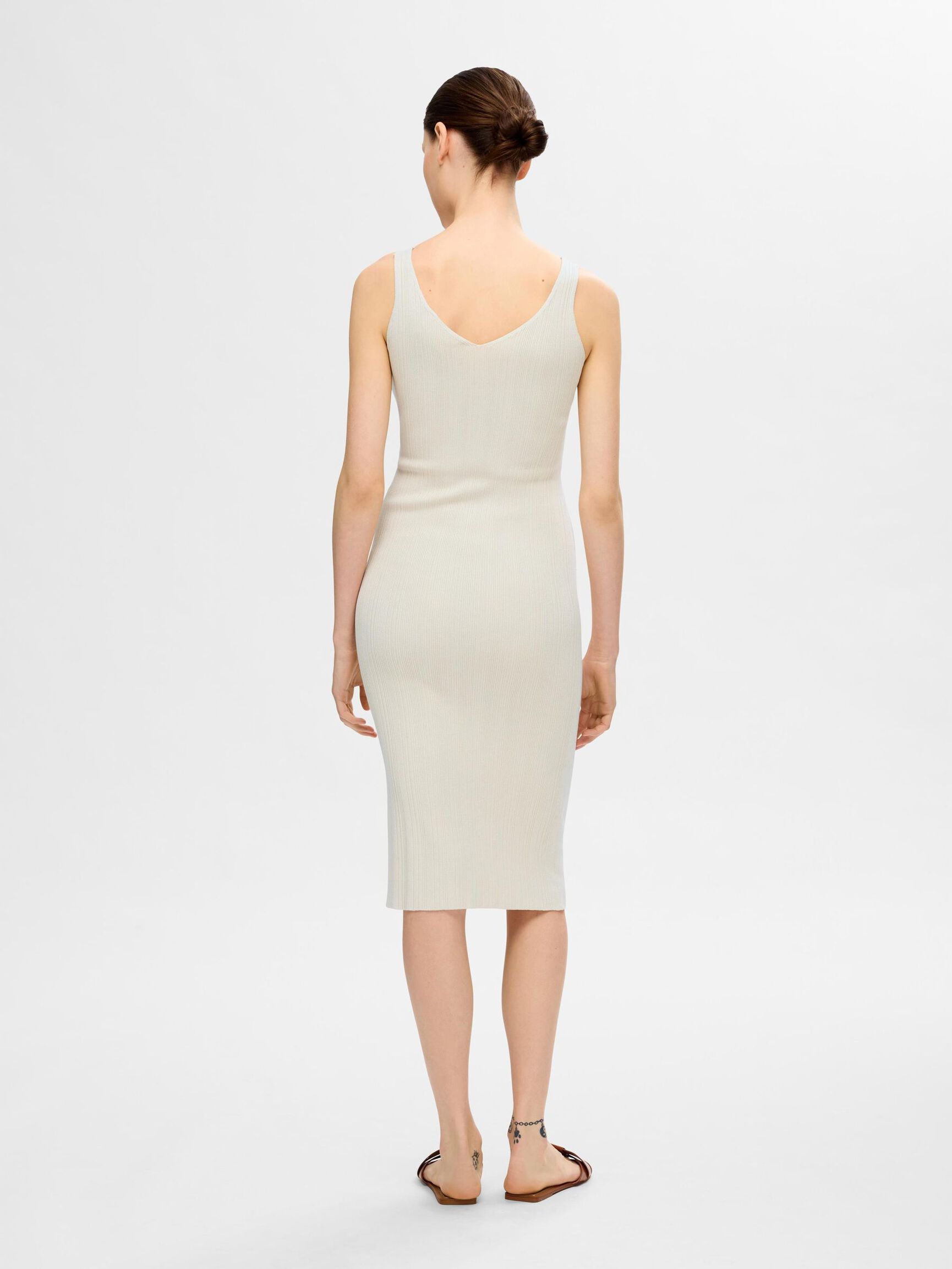 KNITTED MIDI DRESS, Birch, highres