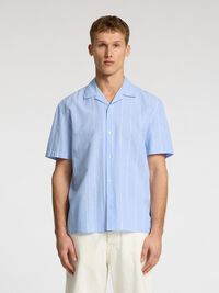 LIN MÉLANGÉ CHEMISE À MANCHES COURTES, Cashmere Blue, highres