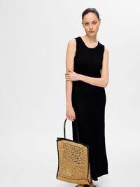 VISCOSE BLEND KNITTED MAXI DRESS, Black, highres
