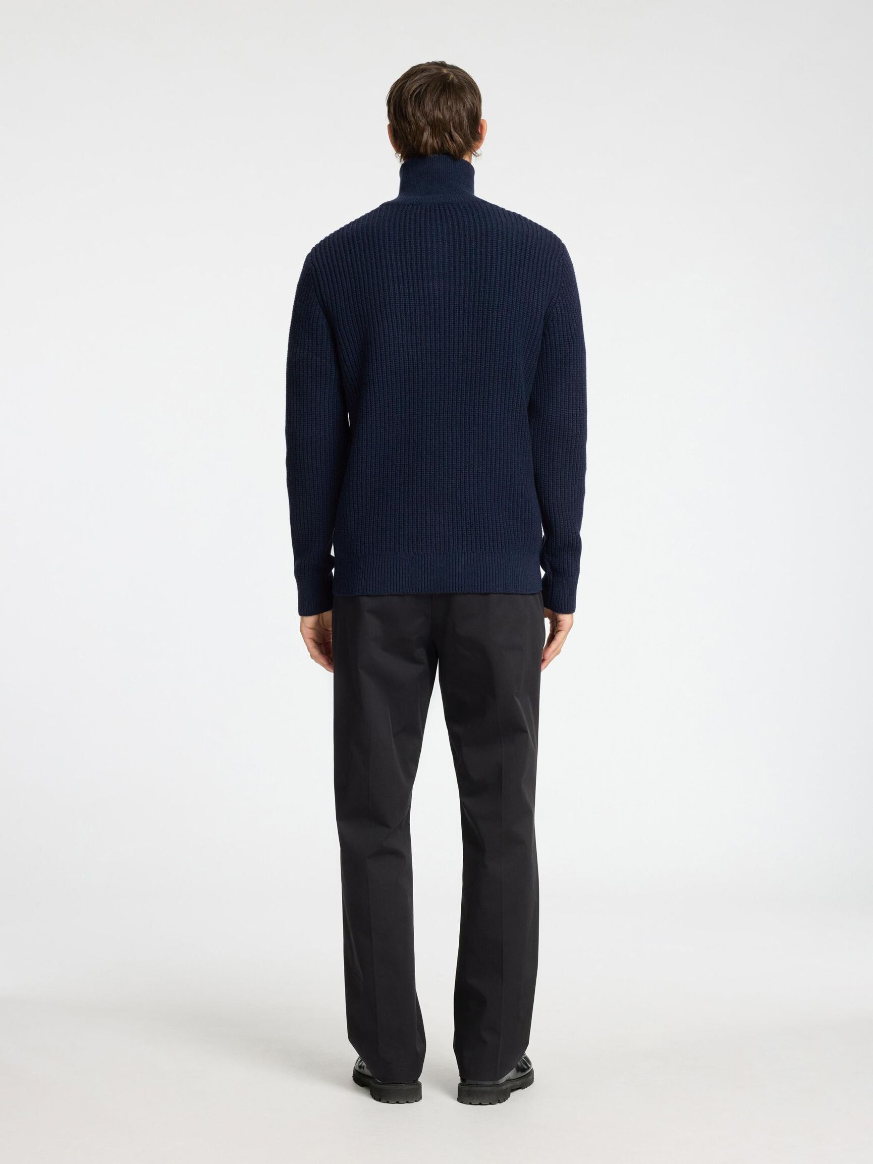 WOLLGEMISCH STRICK HALF-ZIP PULLOVER, Sky Captain, highres