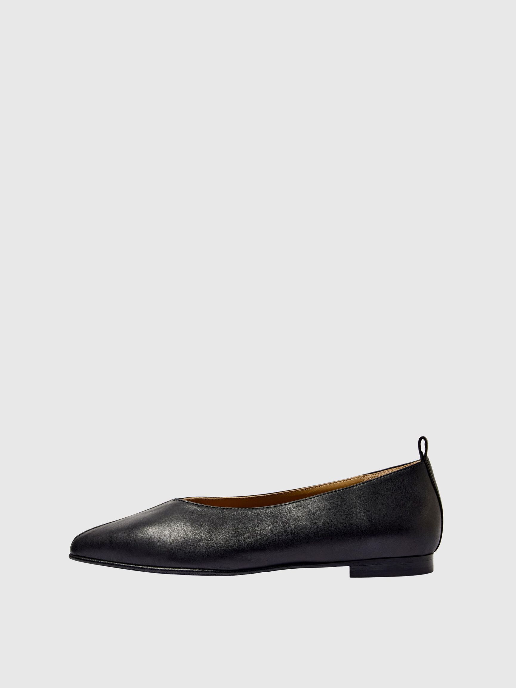 LEATHER LOOP BALLET FLATS, Black, highres