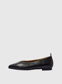 LEATHER LOOP BALLET FLATS, Black, highres