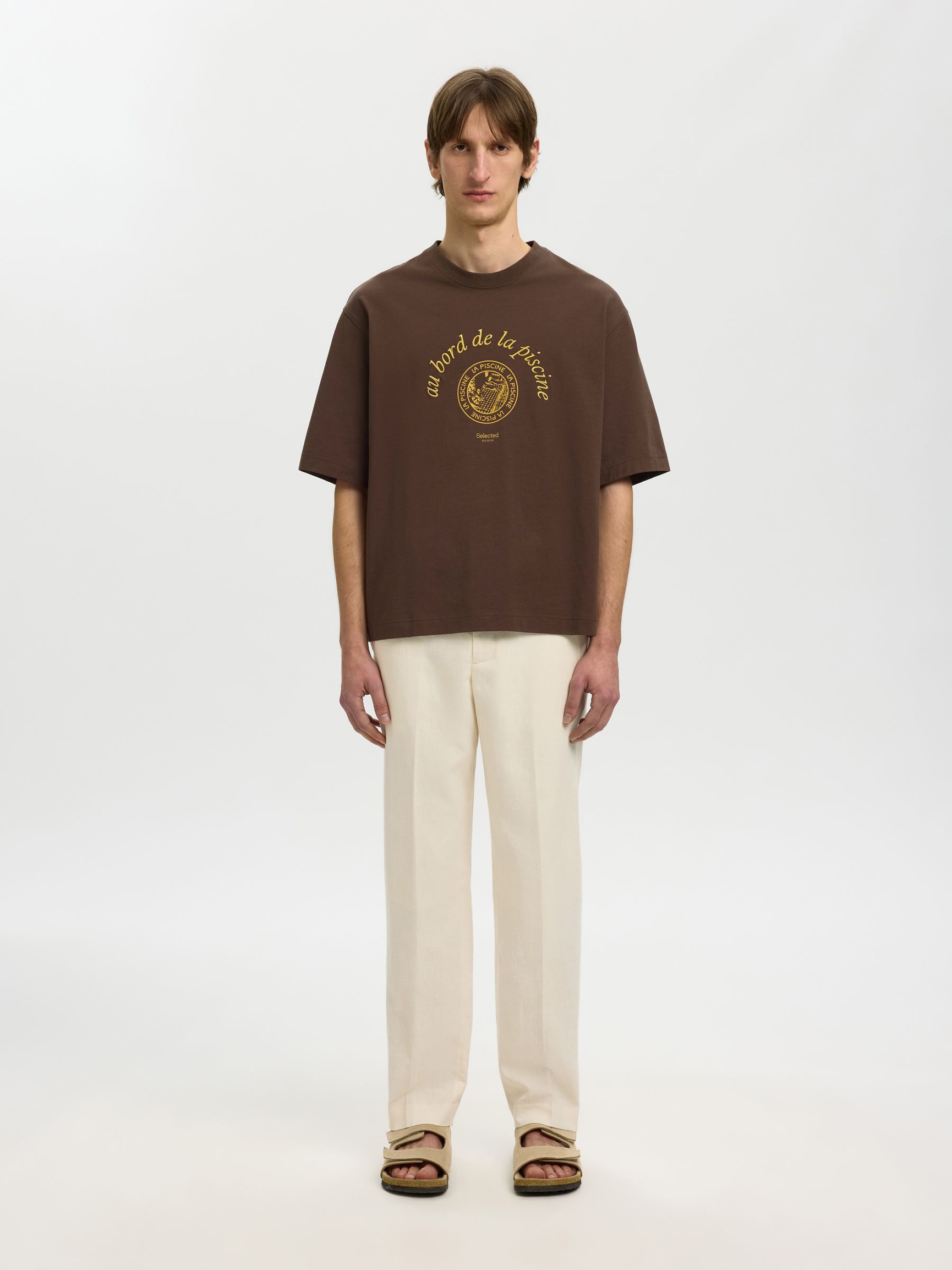 PRINTED COTTON T-SHIRT, Bracken, highres