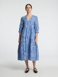 TIE WAIST MIDI DRESS, Vista Blue, highres