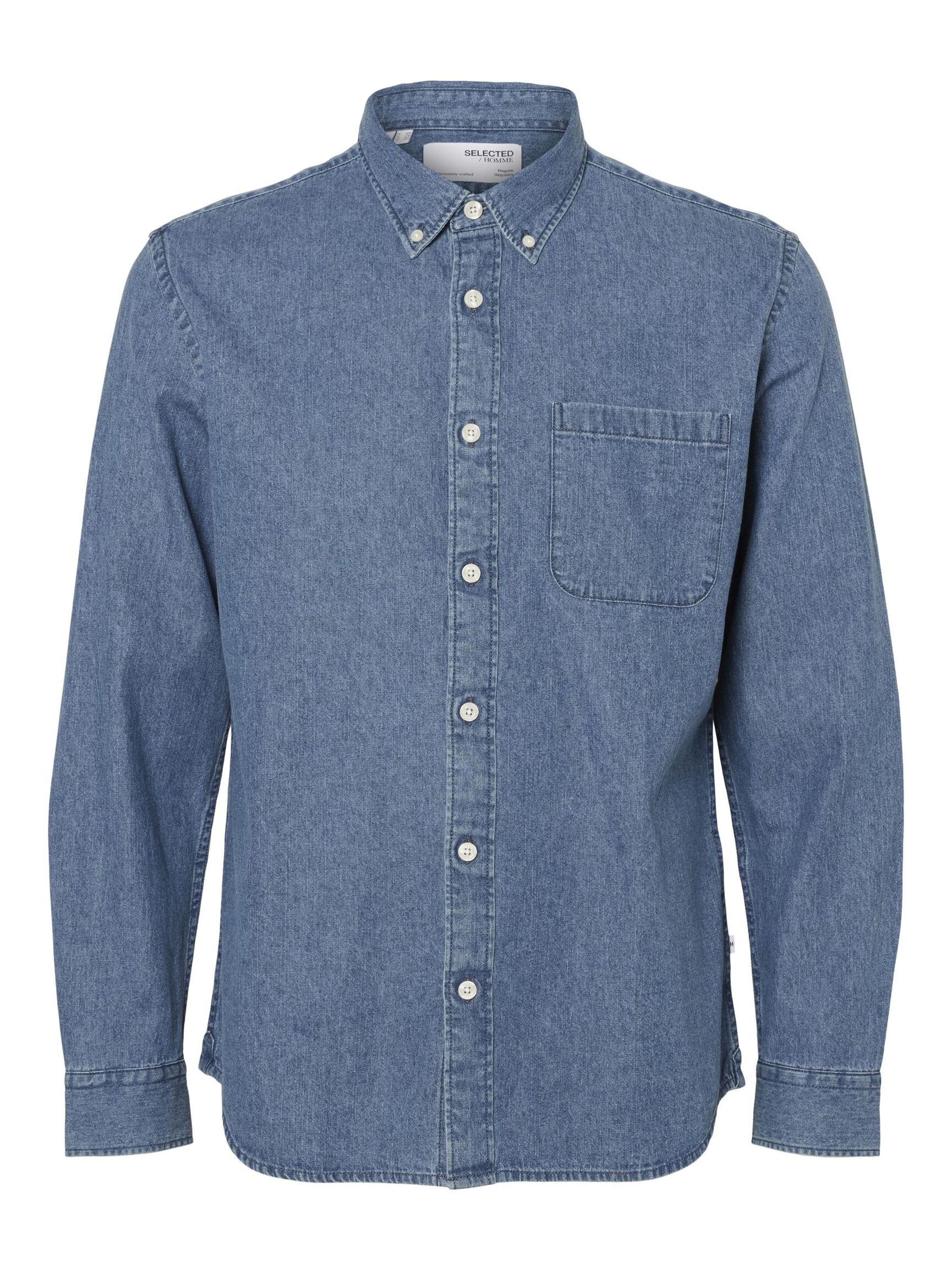 MANGAS LARGAS CAMISA VAQUERA, Medium Blue Denim, highres