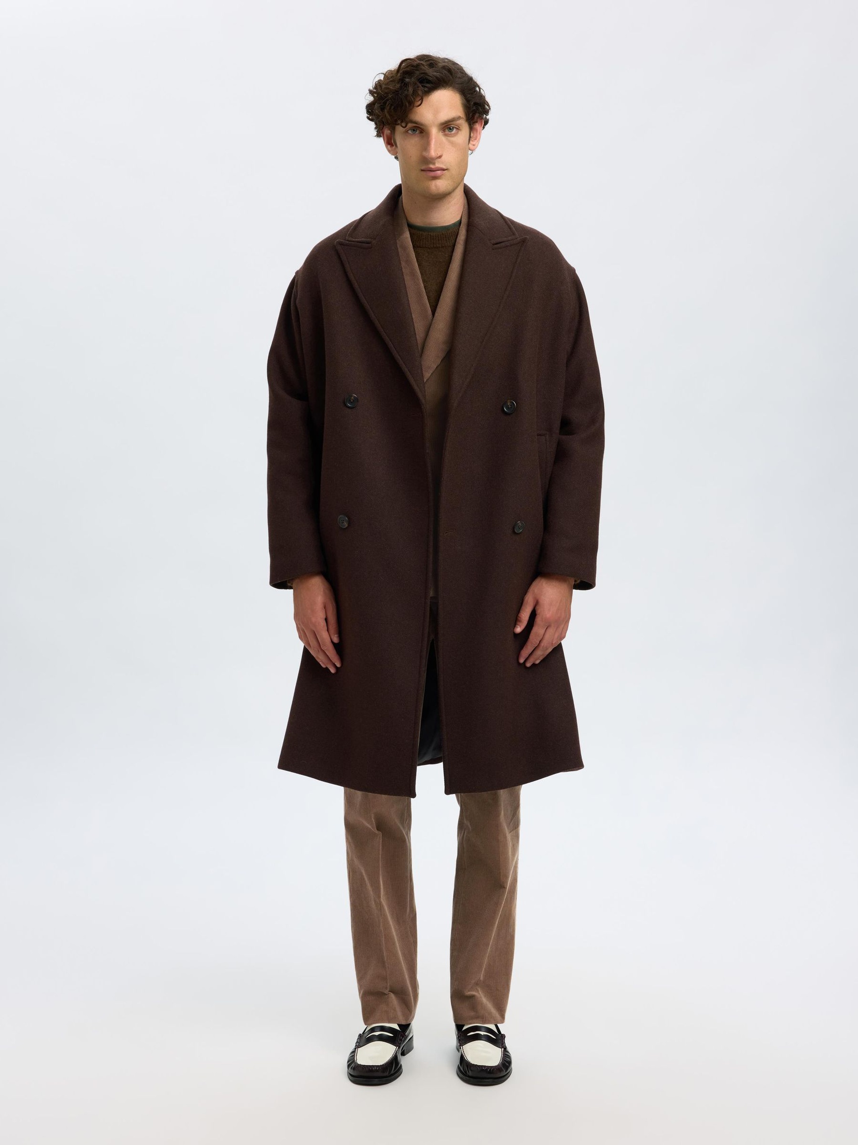 REGULAR FIT CORDUROY DOUBLE-BREASTED BLAZER, Brownie, highres