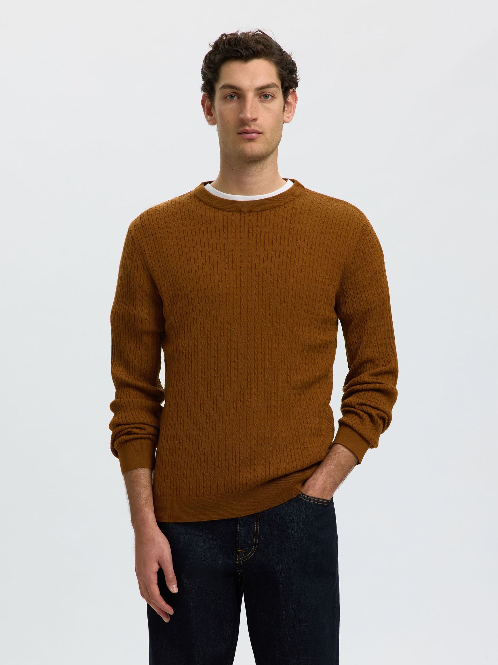 100% MERINO WOOL KNITTED PULLOVER, Monks Robe, highres