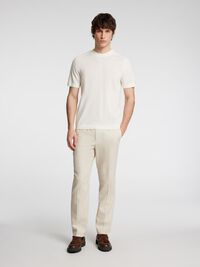 MEZCLA DE LINO PANTALONES DE TRAJE, Oatmeal, highres