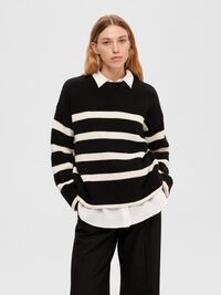 STRIPED KNITTED JUMPER, Black, highres