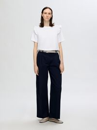 FRILLED SHORT-SLEEVED T-SHIRT, Bright White, highres