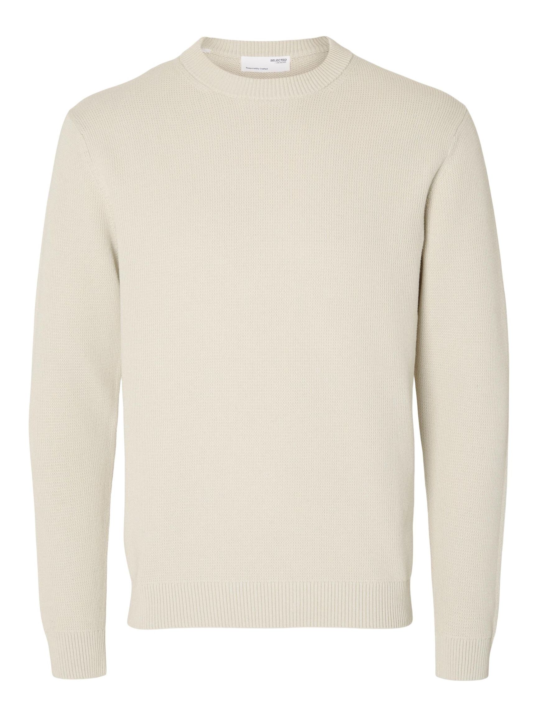 RONDE HALS SWEATER, Oatmeal, highres