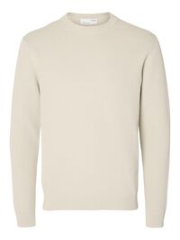 RONDE HALS SWEATER, Oatmeal, highres