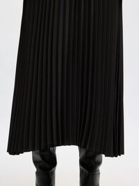 PLEATED MIDI SKIRT, Black, highres