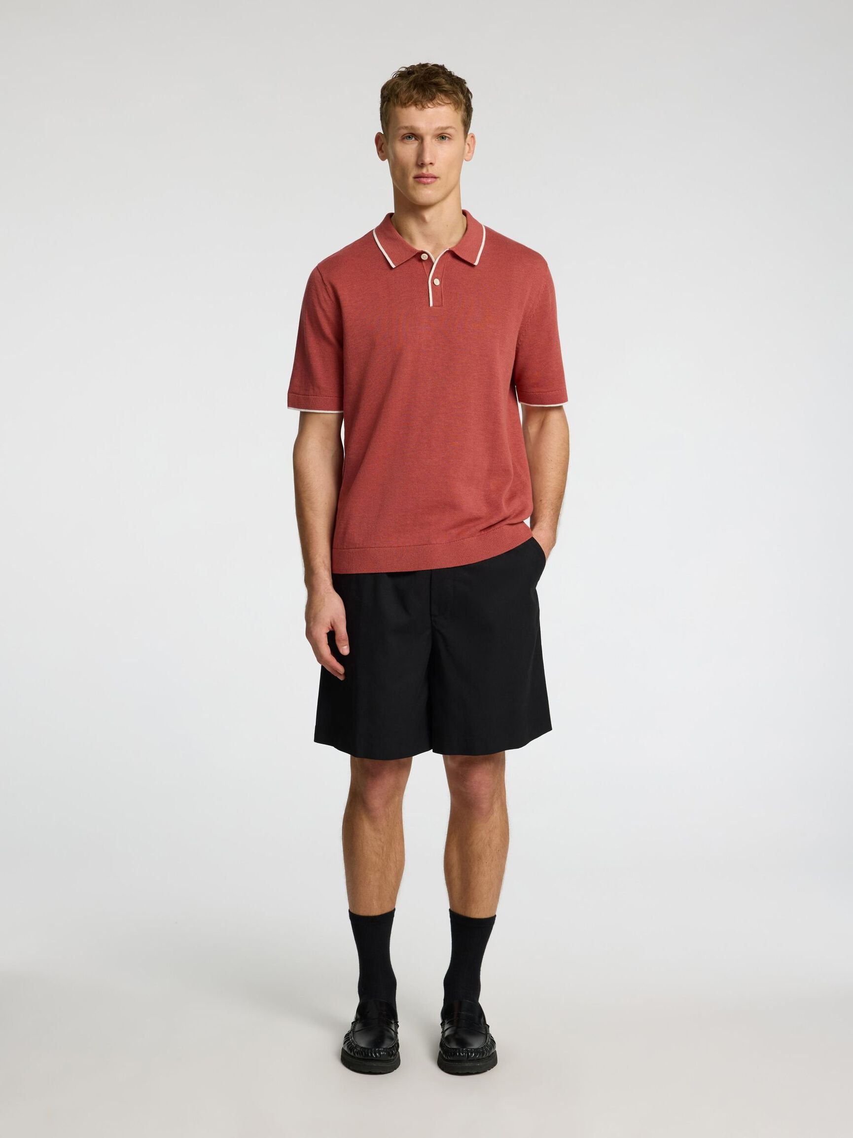 STRICK POLO SHIRT, Etruscan Red, highres