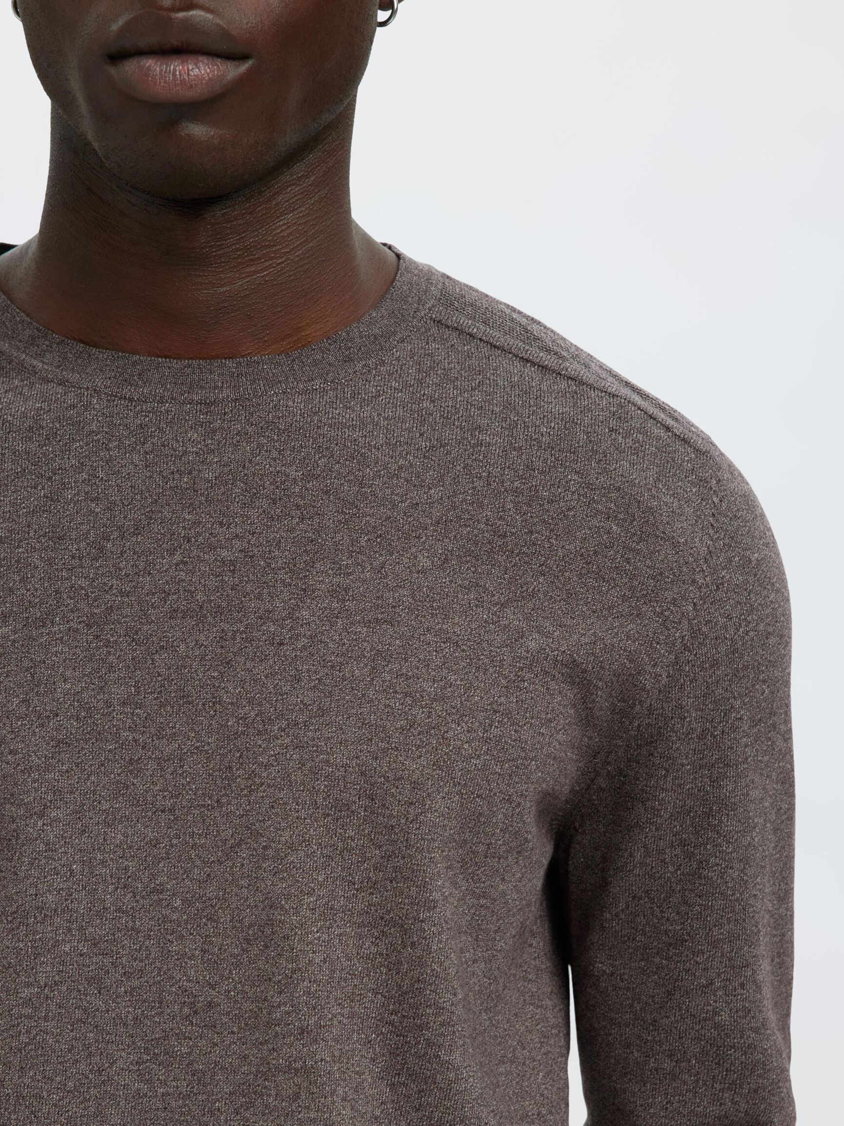 LONG-SLEEVED KNITTED JUMPER, Morel, highres