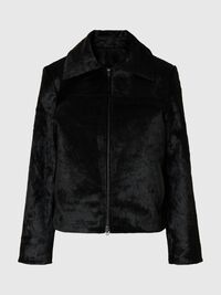100% COW LEATHER JACKET, Black, highres