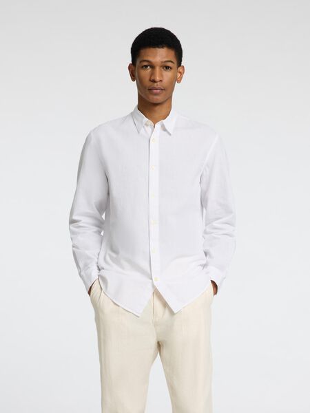 Selected LONG SLEEVED SHIRT, White, highres - 16078867_White_003.jpg