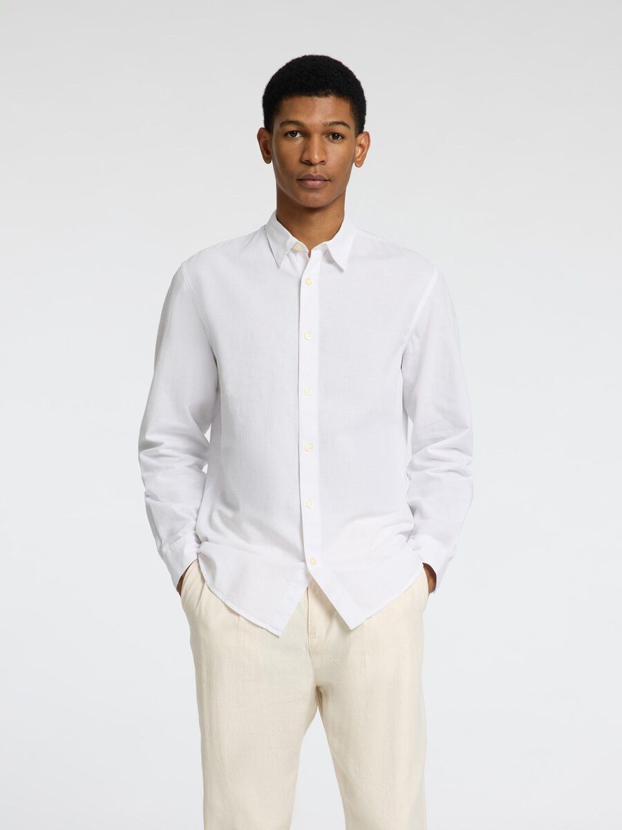 Selected LONG SLEEVED SHIRT, White, highres - 16078867_White_003.jpg