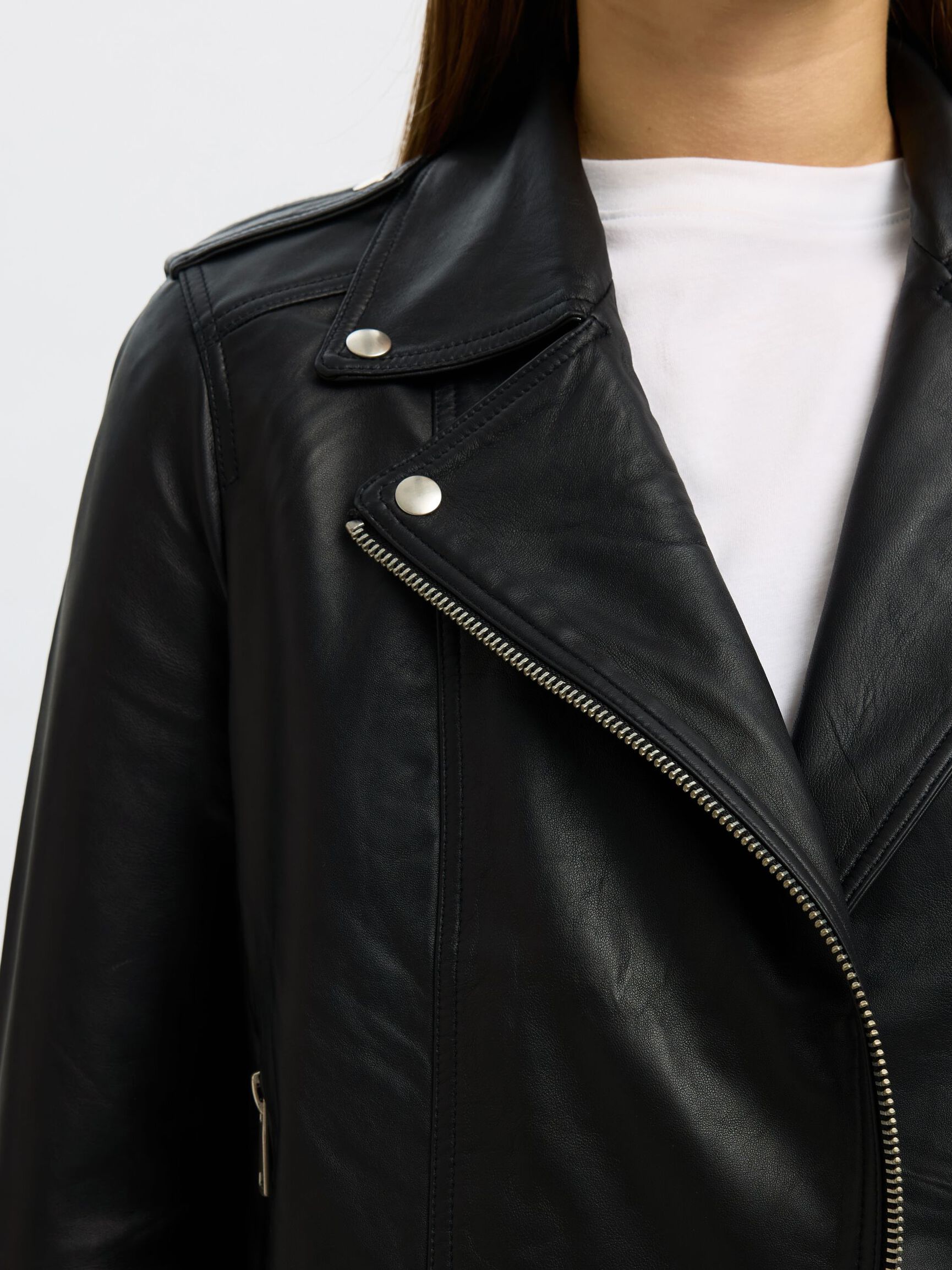 OVERSIZED LEATHER JACKET, Black, highres