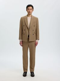 WOOL BLEND SUIT TROUSERS, Light Brown Melange, highres