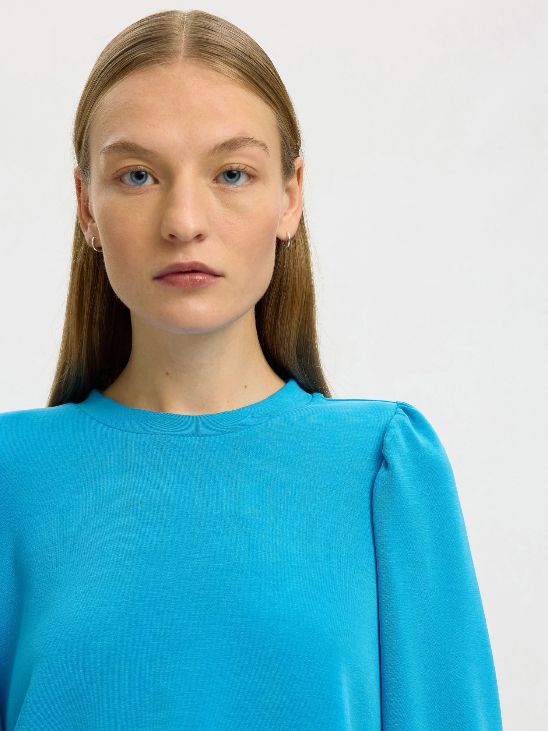 PUFFÄRMEL SWEATSHIRT, Malibu Blue, highres