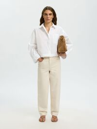 BOXY FIT CROPPED SHIRT, Bright White, highres