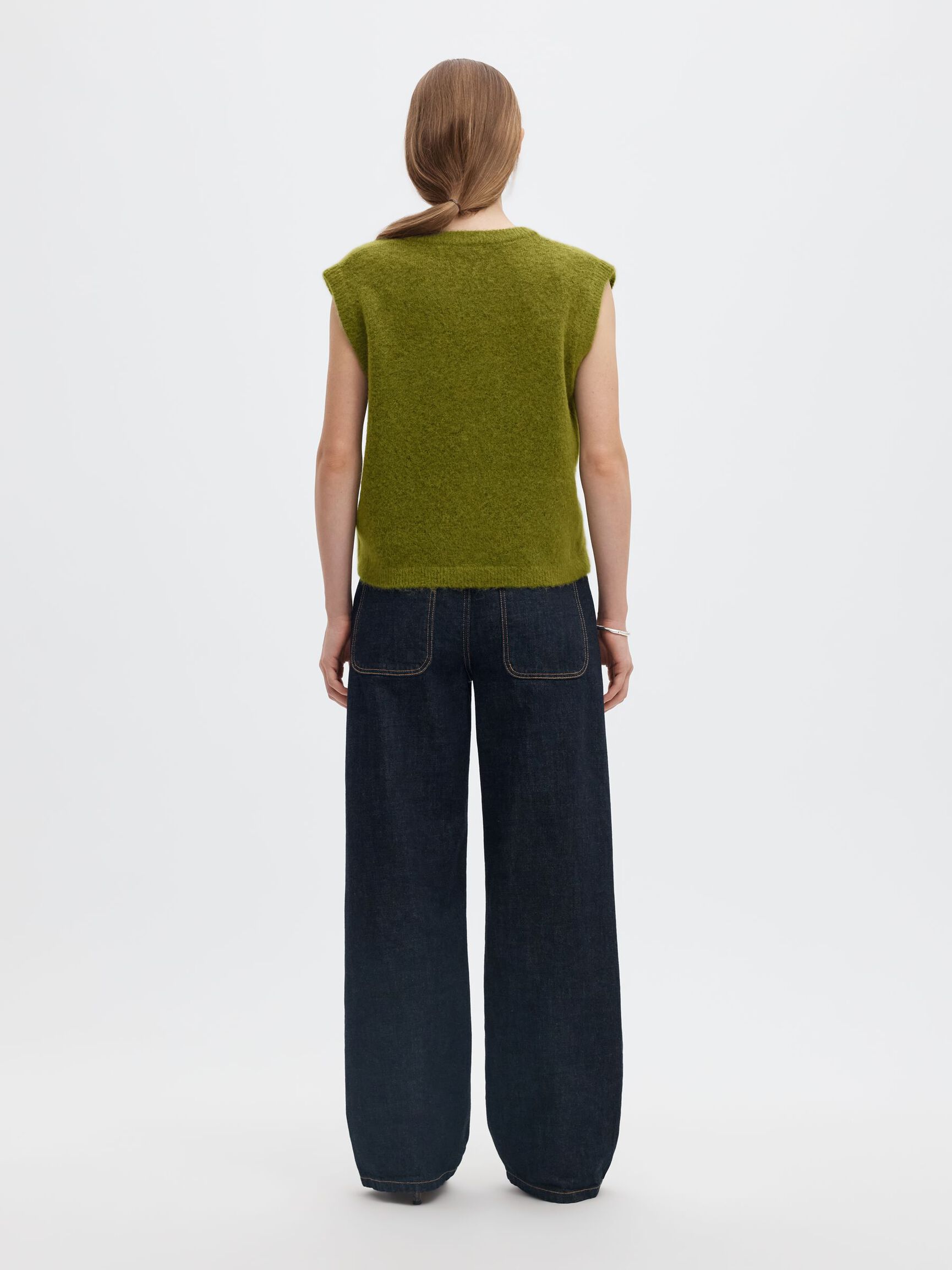 WOOL BLEND KNITTED VEST, Cardamom Seed, highres