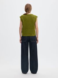 WOOL BLEND KNITTED VEST, Cardamom Seed, highres