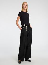 JAMBE EXTRA-LARGE PANTALON TAILLE HAUTE, Black, highres