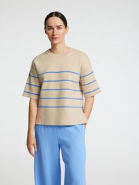 SHORT-SLEEVED KNITTED TOP, Birch, highres
