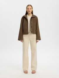 HIGH WAIST WIDE LEG JEANS, Ecru, highres