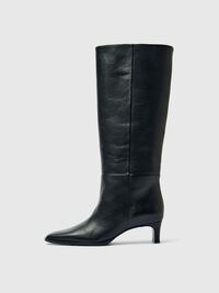 LEATHER HEELED BOOTS, Black, highres