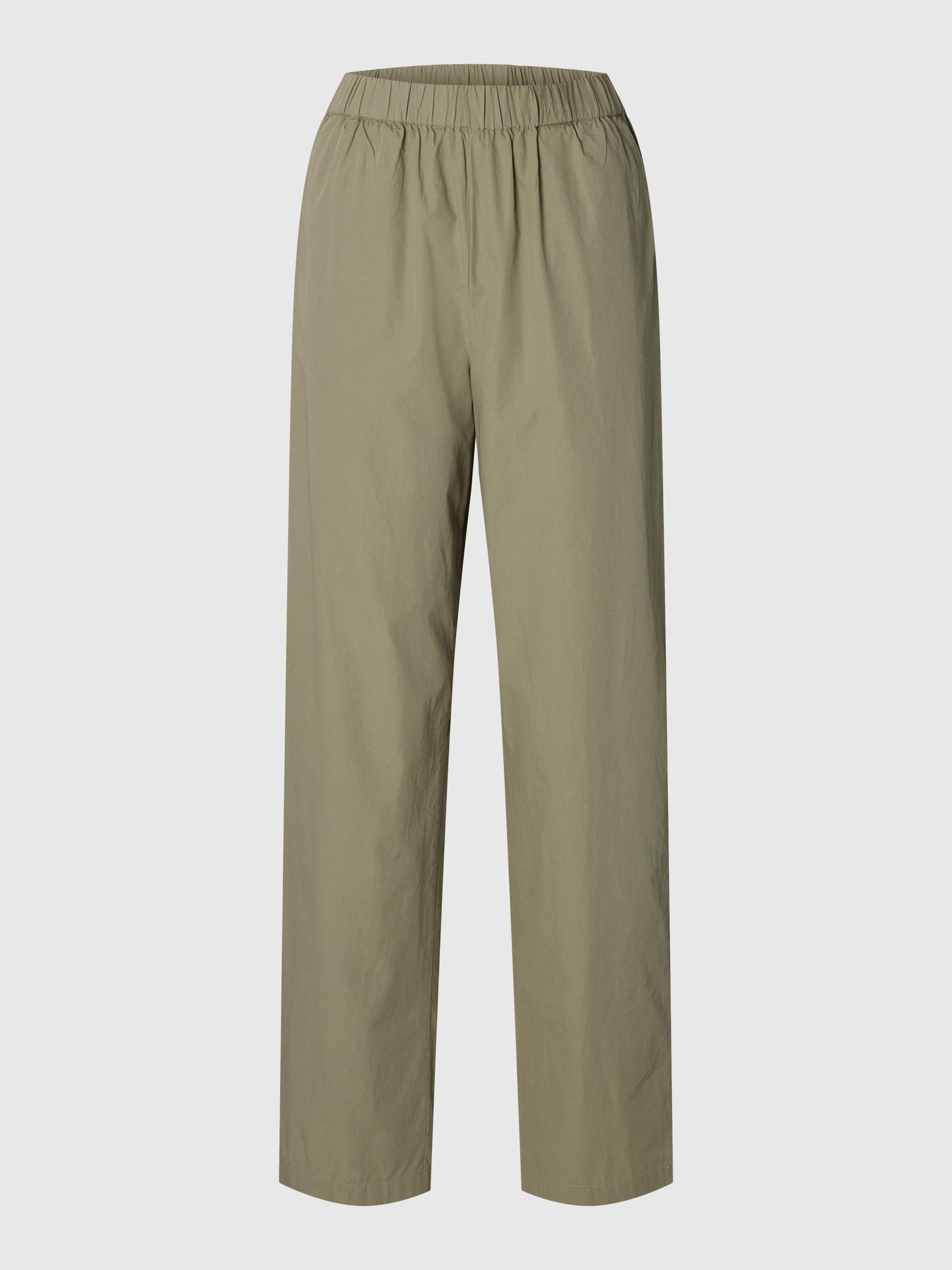 COTTON HIGH WAISTED TROUSERS, Vetiver, highres