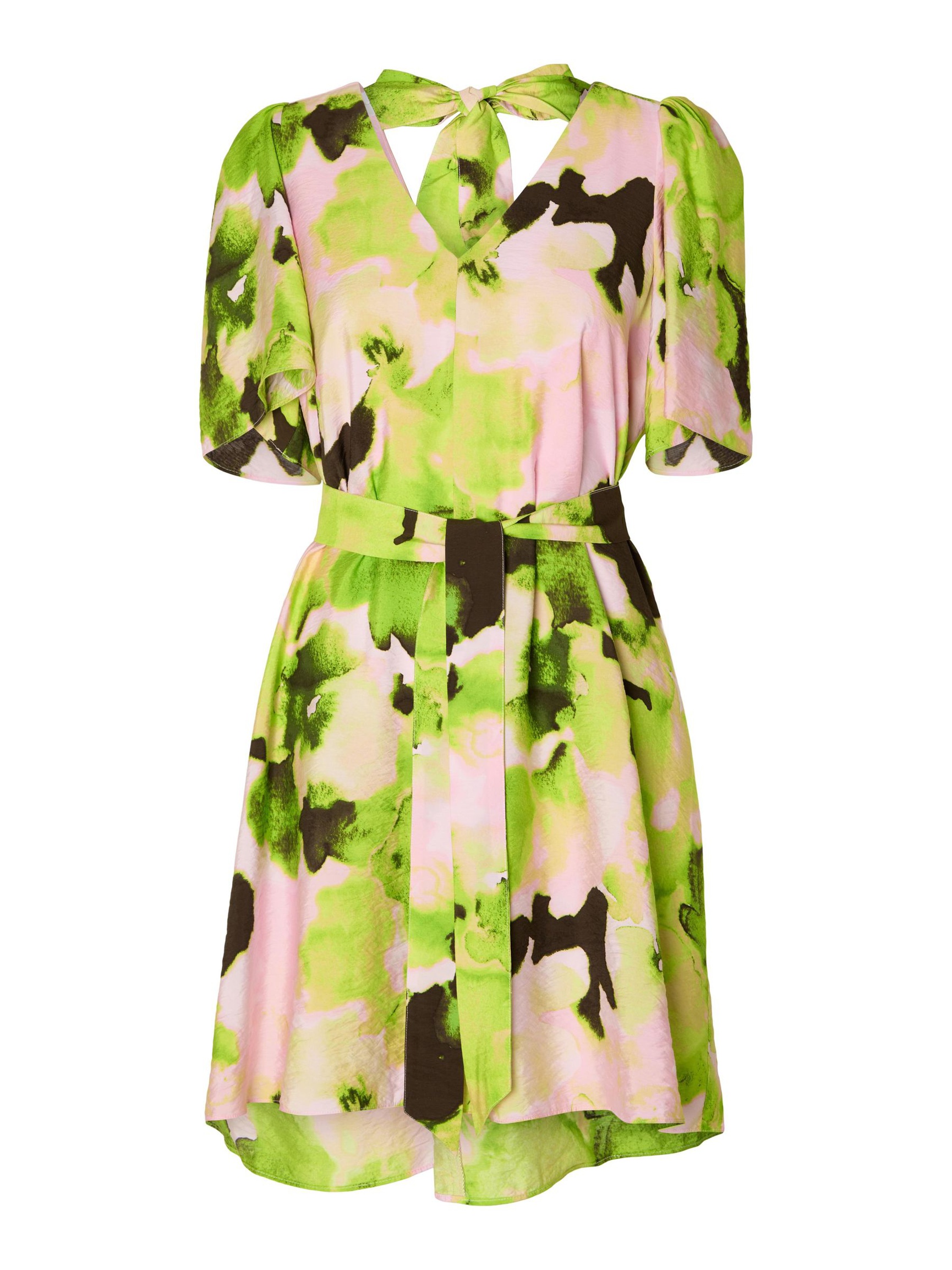 PRINTED MINI DRESS, Lime Green, highres