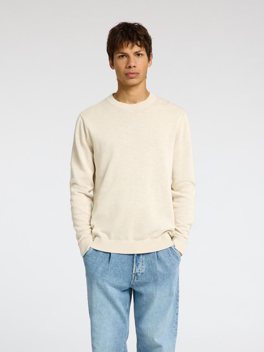 Selected 100% WOLL PULLOVER, Egret, highres - 16097133_Egret_1168149_003.jpg