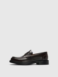 LEATHER  PENNY LOAFERS, Demitasse, highres