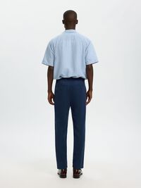 SLIM TAPERED LINEN BLEND TROUSERS, Dark Sapphire, highres