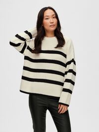 STRIPED KNITTED JUMPER, Snow White, highres