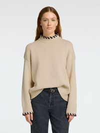 LÅNGA ÄRMAR TRÖJA MED HÖG HALS, Birch, highres