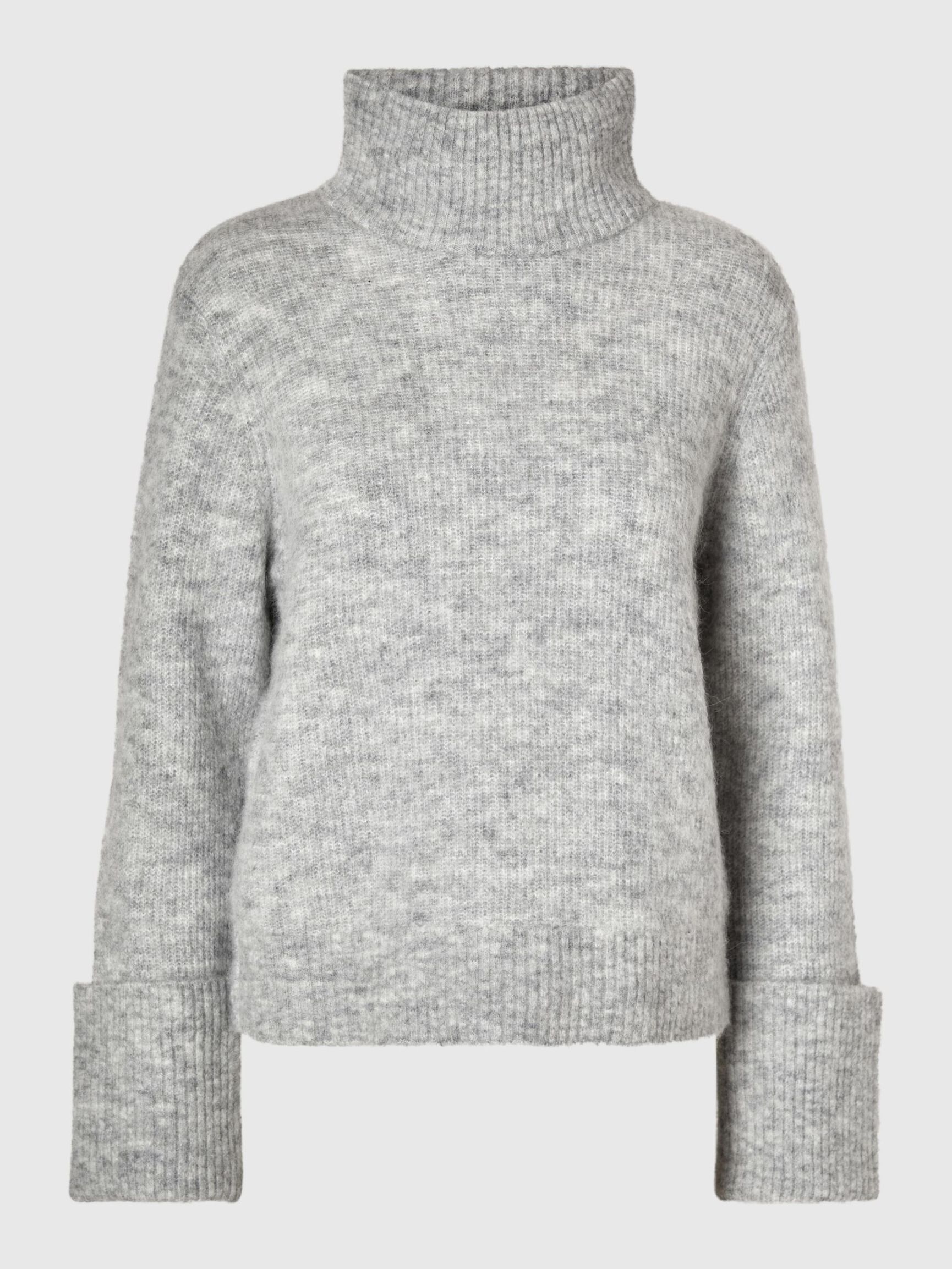 POLOKRAGE ULLBLANDNING TRÖJA, Light Grey Melange, highres