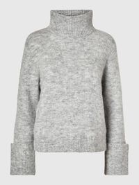 POLOKRAGE ULLBLANDNING TRÖJA, Light Grey Melange, highres