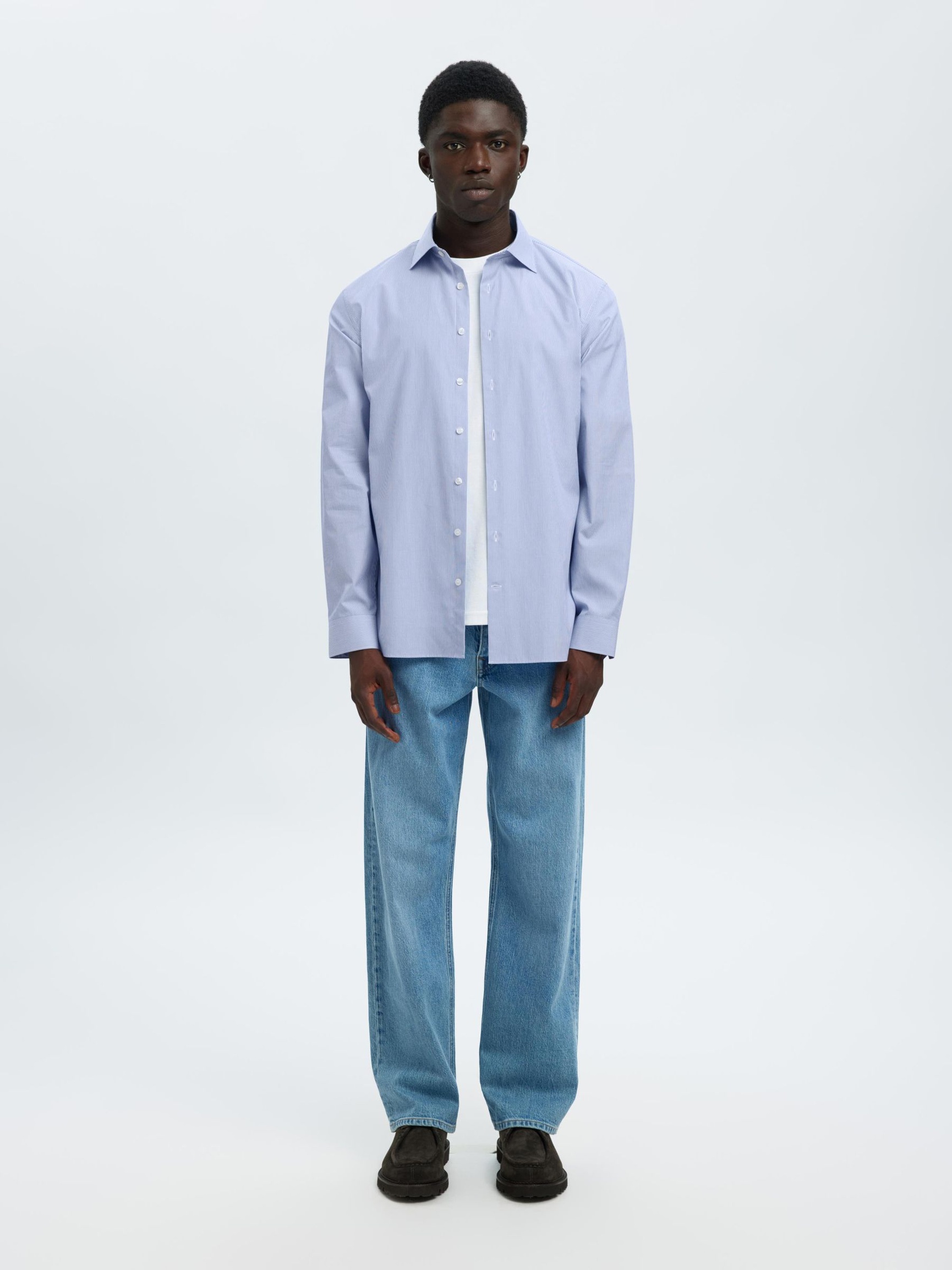 KATOENEN SLIM FIT OVERHEMD, Bright White, highres