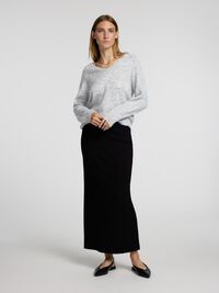 WOLLGEMISCH V-AUSSCHNITT PULLOVER, Light Grey Melange, highres