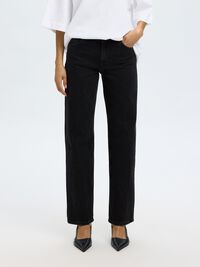 HIGH WAIST WIDE LEG JEANS, Black Denim, highres