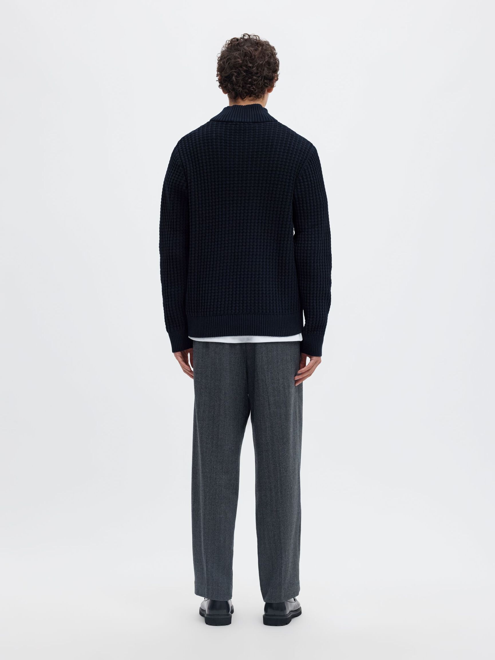 ORGANIC COTTON HALF-ZIP JUMPER, Sky Captain, highres