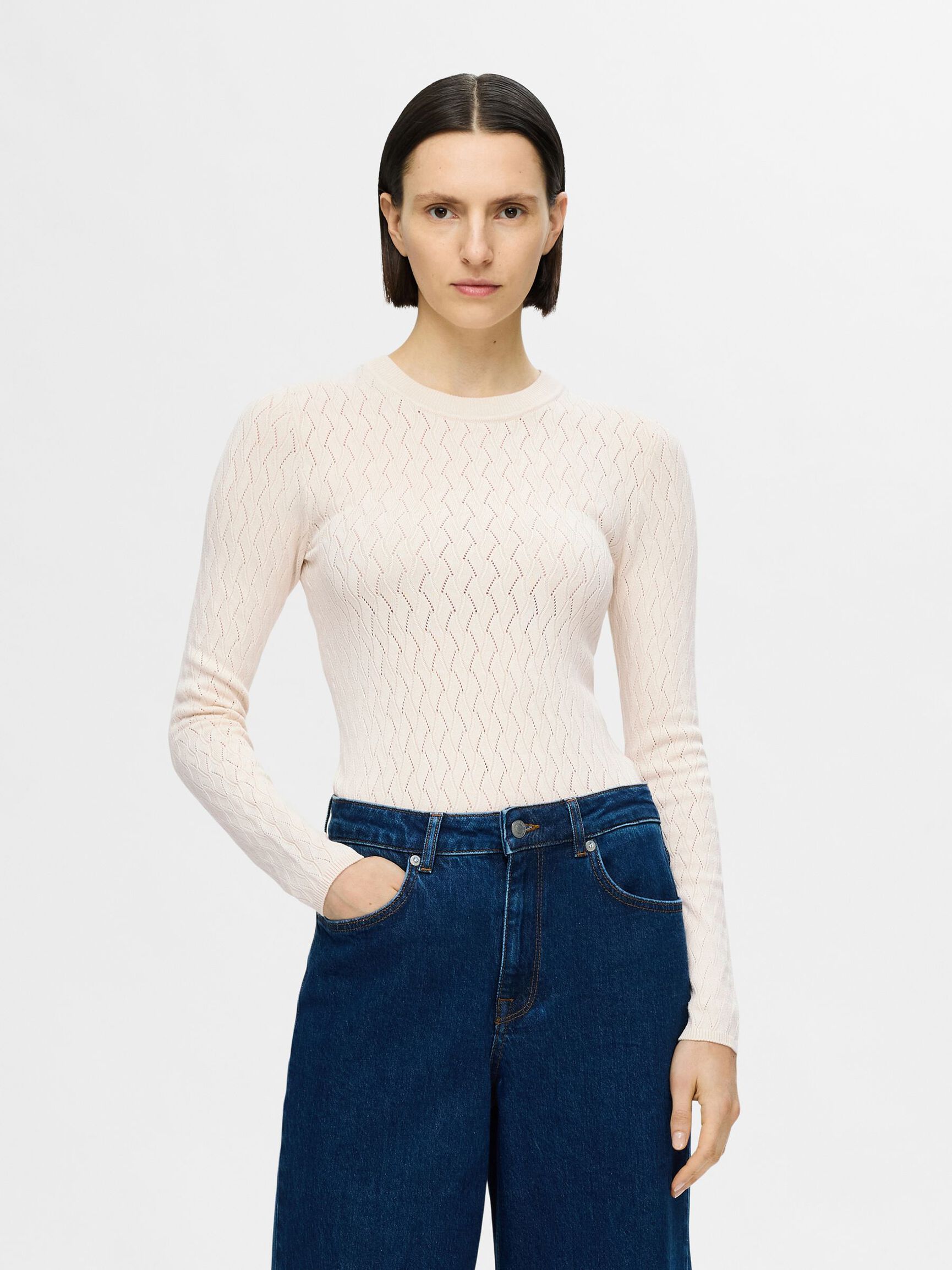 VISCOSE BLEND KNITTED TOP, Birch, highres