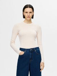 VISCOSE BLEND KNITTED TOP, Birch, highres