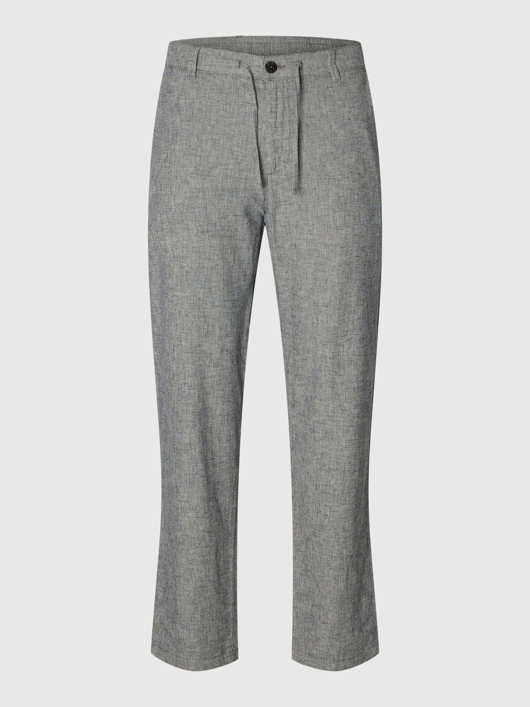 SLIM TAPERED LINEN BLEND TROUSERS, Sky Captain, highres