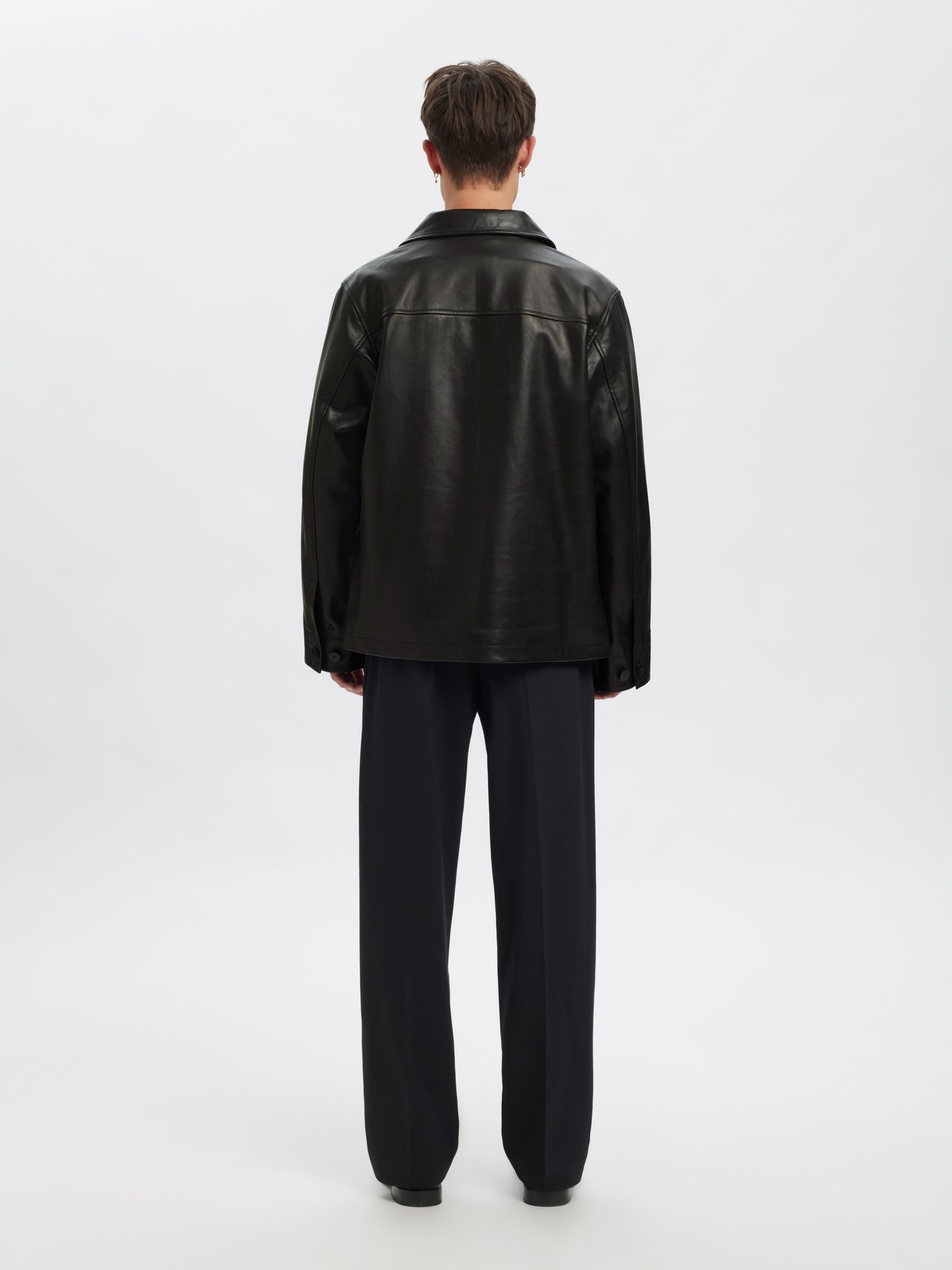 KNOPEN LEREN JAS, Black, highres